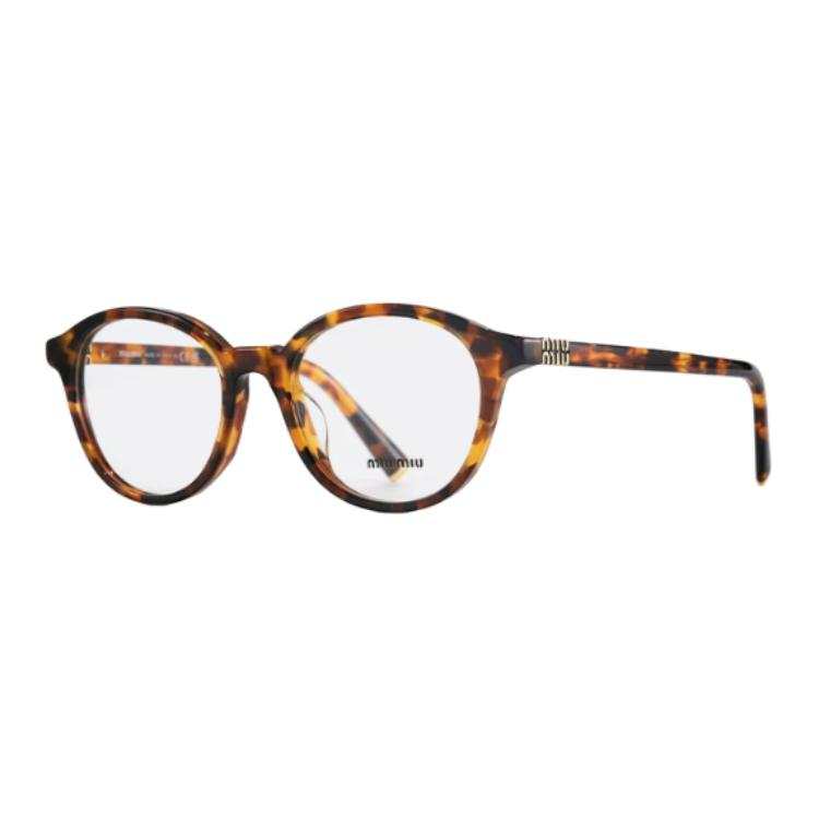 MIU MIU Acetate Round Prescription Glasses Women's Light Tortoiseshell