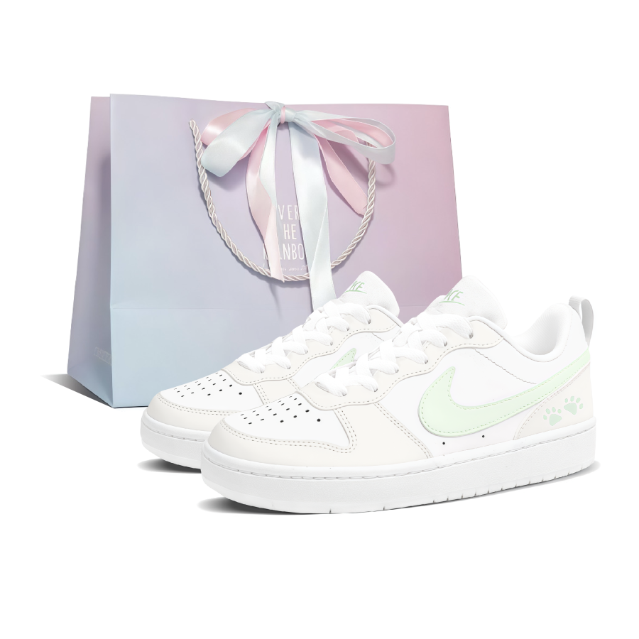 Nike Nike Court Borough Milk Green Shopping Bag Leather Low top Skateboard Shoes Women's White Green