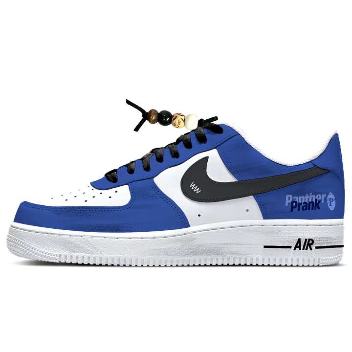 Nike Nike Air Force 1 Leather Cushioning Abrasion Resistant Low top Skateboard Shoes Unisex Black Blue