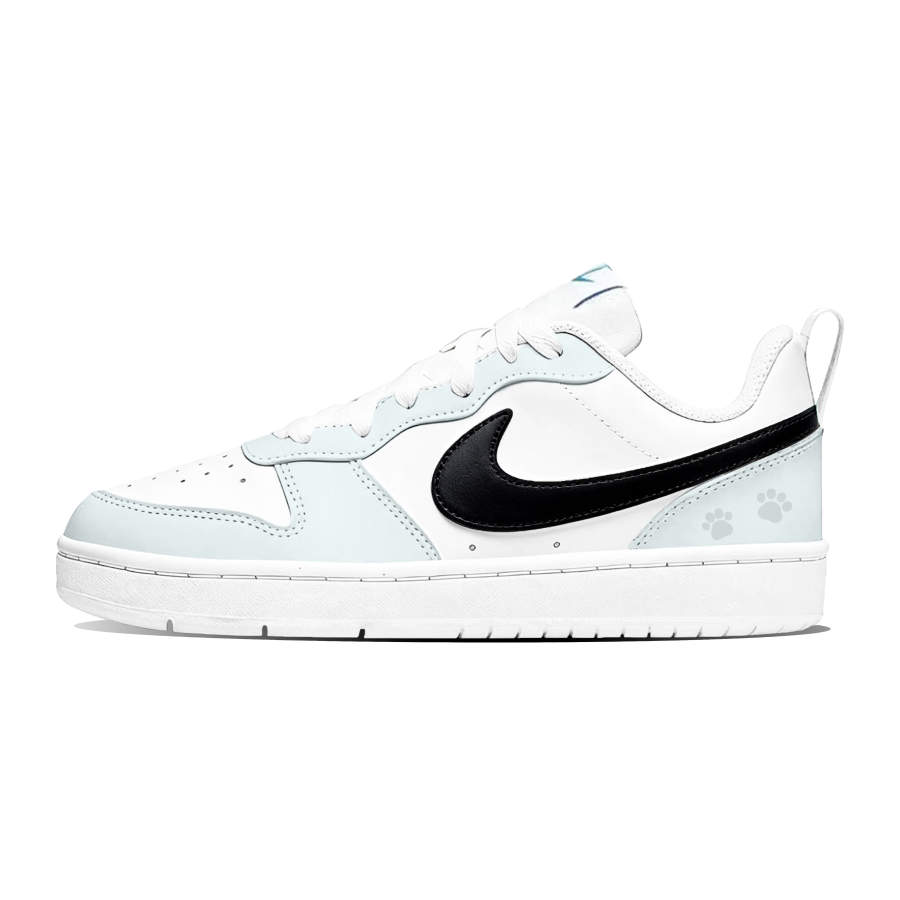 Nike Nike Court Borough Milk Blue Bubbles Synthetic Leather Cushioning Lightweight Low top Skateboard Shoes Women's White