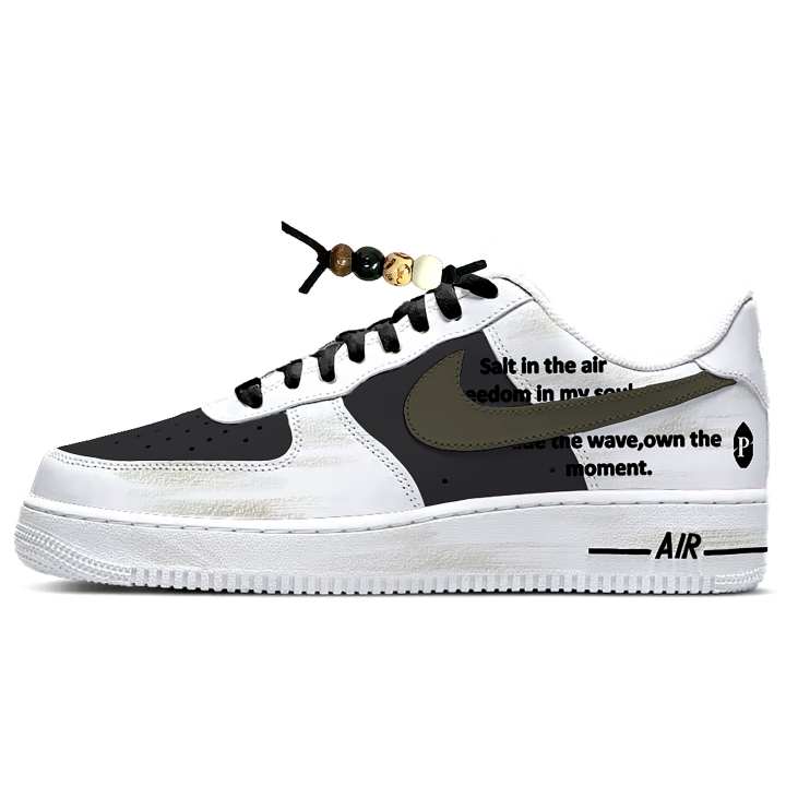 Nike Nike Air Force 1 Leather Cushioning Abrasion Resistant Low top Skateboard Shoes Unisex Black White