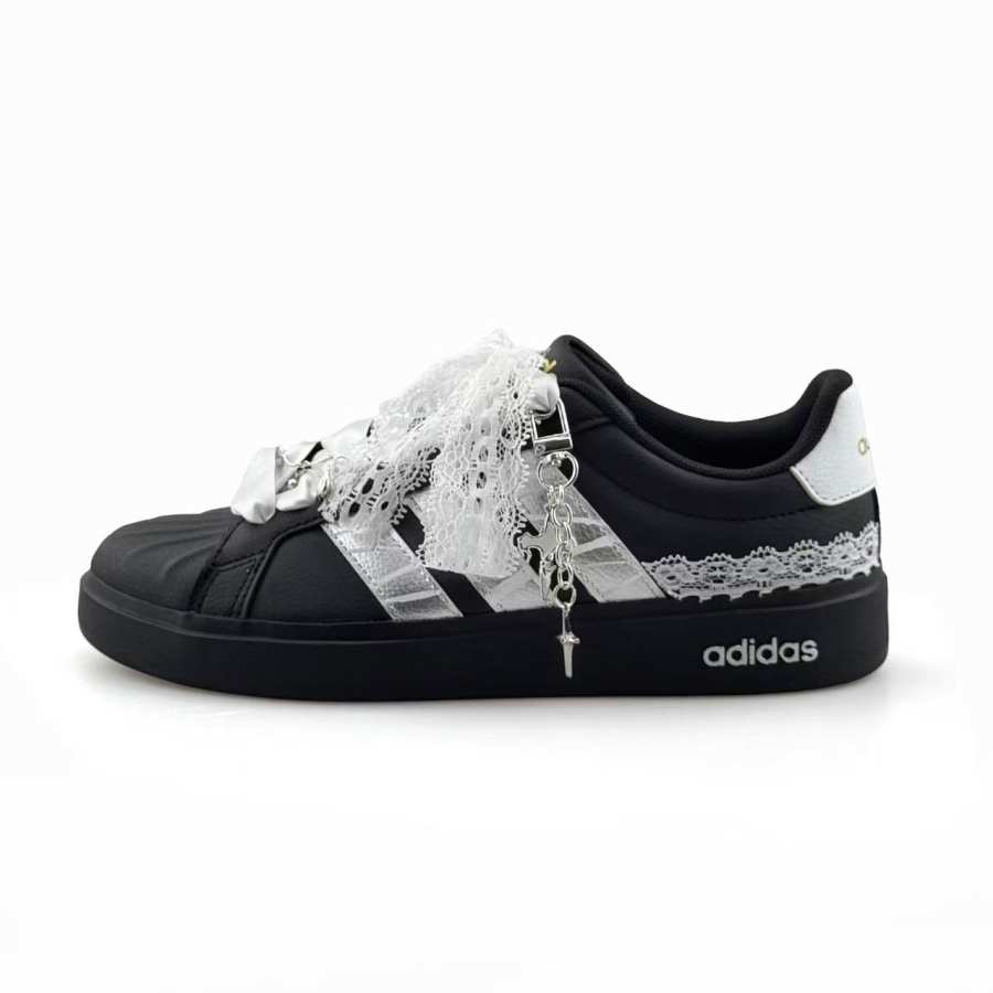 Adidas Adidas Street Talk Ballet White Yarn Leather Cushioning Abrasion Resistant Breathable Low top Kids' Skateboarding Shoes