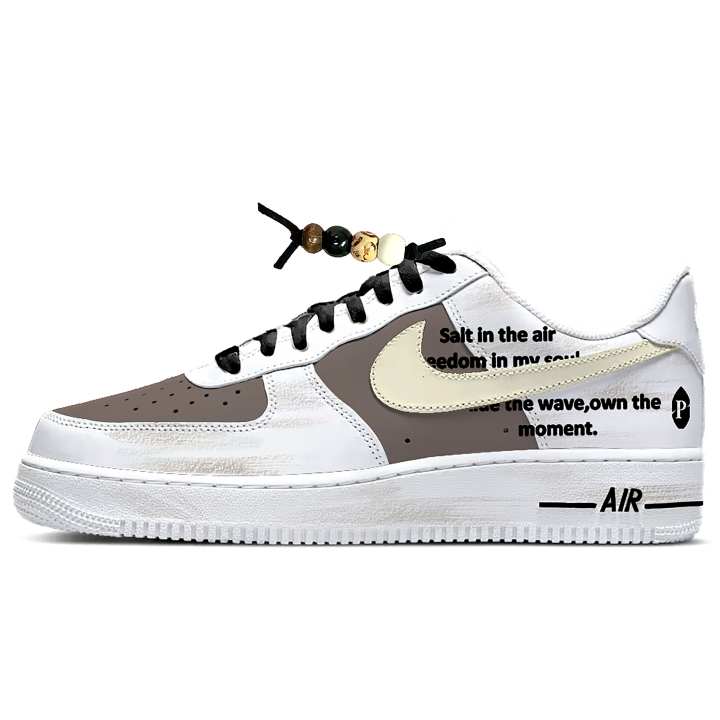 Nike Nike Air Force 1 Leather Cushioning Abrasion Resistant Low top Skateboard Shoes Unisex Black White Brown