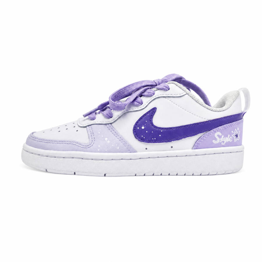 Nike Nike Court Borough Taro Star Ice Leather Slip Resistant Cushioning Kids' Skateboarding Shoes Purple Teenagers