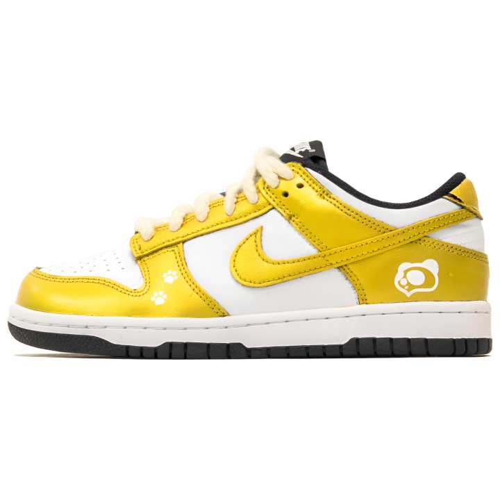 Nike Nike Dunk Sun Bear Leather Slip Resistant Abrasion Resistant Low top Skateboard Shoes Unisex White Gold