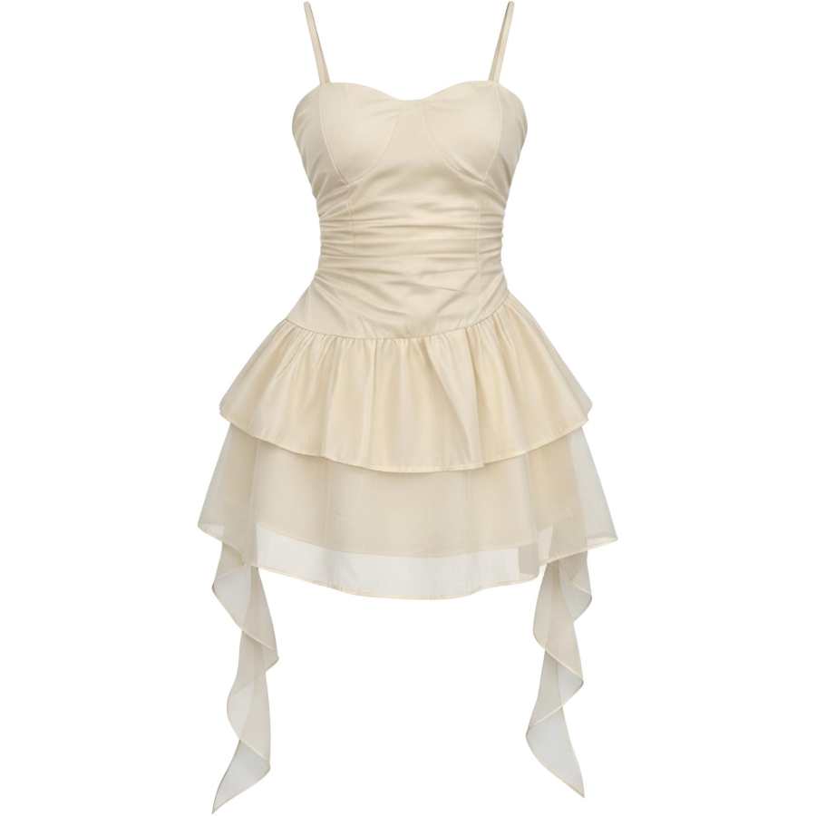 CHARM GLOW Slip Dresses Women's Apricot Camisole Thin Short Skirt