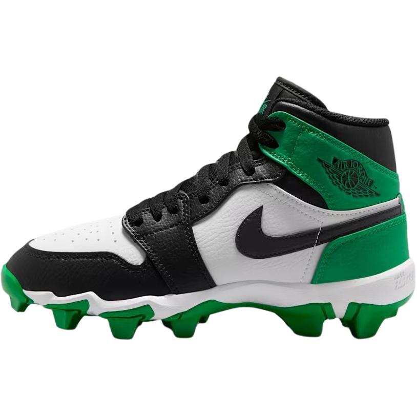Jordan Jordan Air Jordan 1 Synthetic Leather Mid top Kids' Soccer Shoes Black Green Kids'