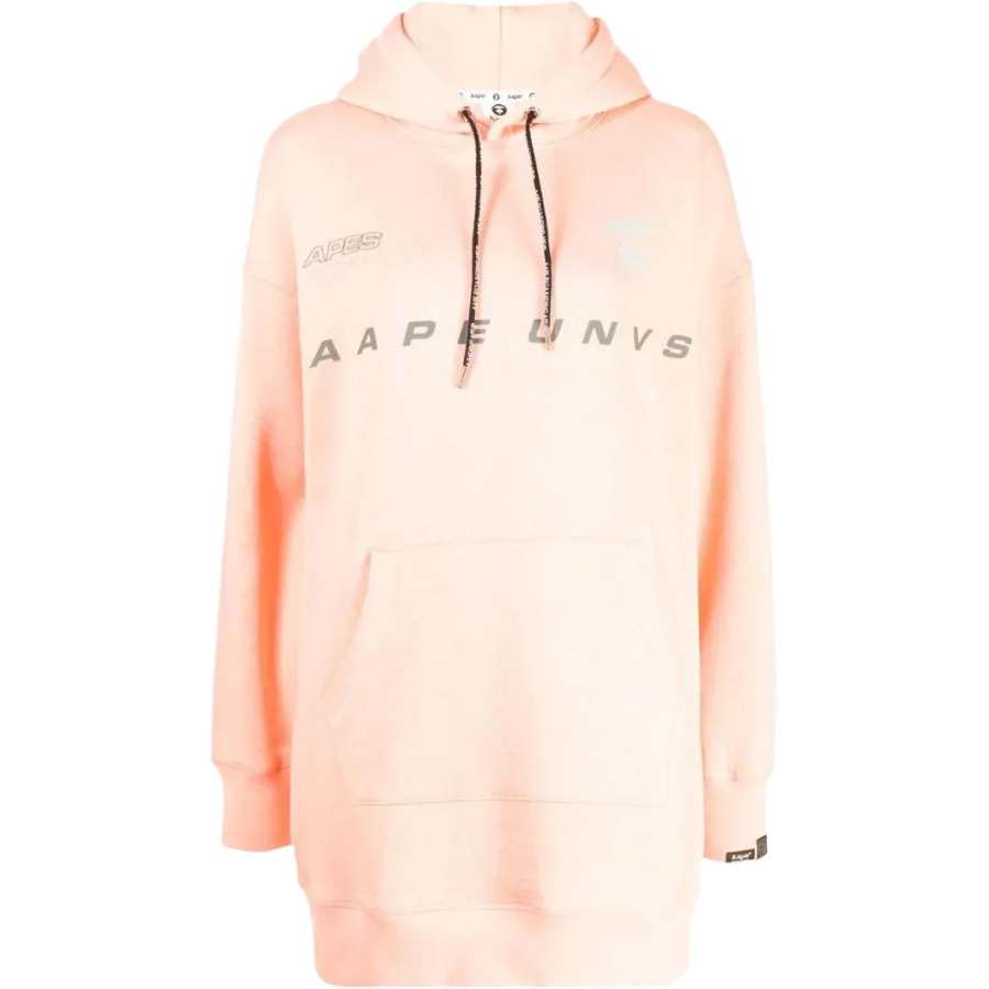 A BATHING APE Long Sleeved Dresses Women's Pink Hooded Non Detachable Moderate Midi Skirt