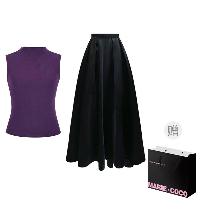 MARIE·COCO Two Piece Skirt Sets Women's Crew Neck Moderate Long Skirt