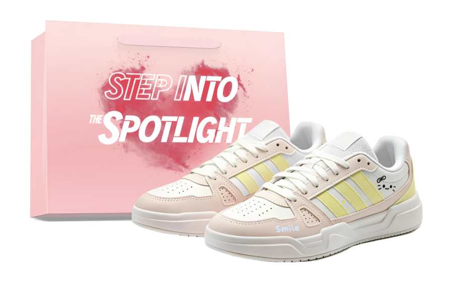 Adidas Adidas LITE BALLER Pu Slip Resistant Abrasion Resistant Low top Skateboard Shoes Unisex Pink Yellow