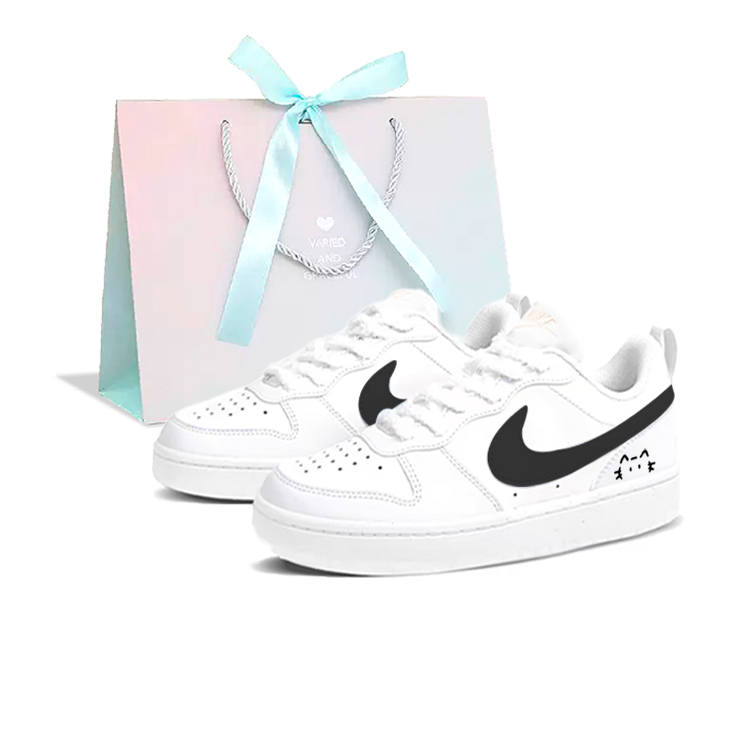 Nike Nike Court Borough Black Kitten Low top Skateboard Shoes Women's White Black
