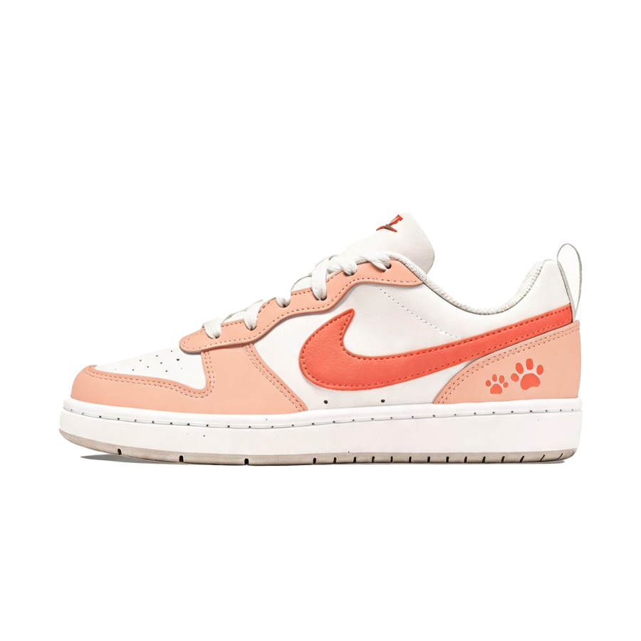 Nike Nike Court Borough Fresh Look Orange Synthetic Leather Low top Kids' Skateboarding Shoes Orange White Teenagers