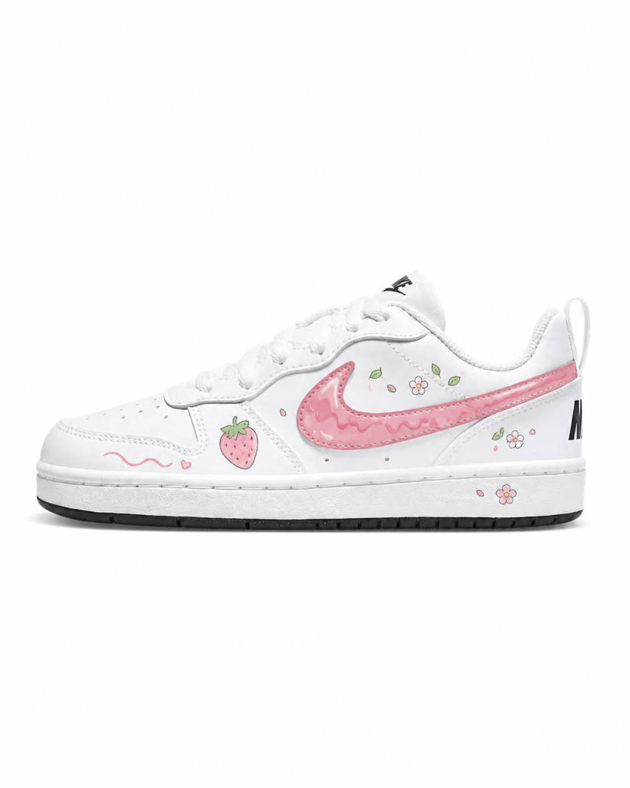 Nike Nike Court Borough Synthetic Leather Abrasion Resistant Height Increasing Low top Kids' Skateboarding Shoes Pink White