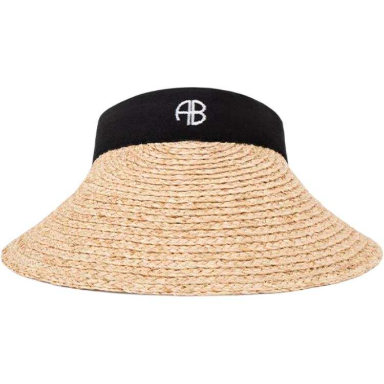 Anine Bing Raffia Straw Hat Women's Black/Natural