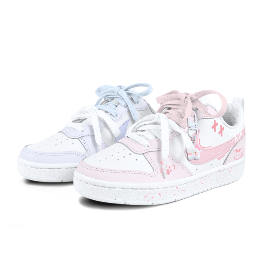 Nike Nike Court Borough Soft Adorable Pink Blue Meow Mismatched Kids' Skateboarding Shoes Teenagers