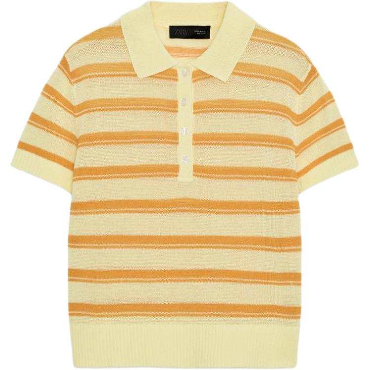 ZARA Polo Shirts Women's Stripes Polo Collar Other