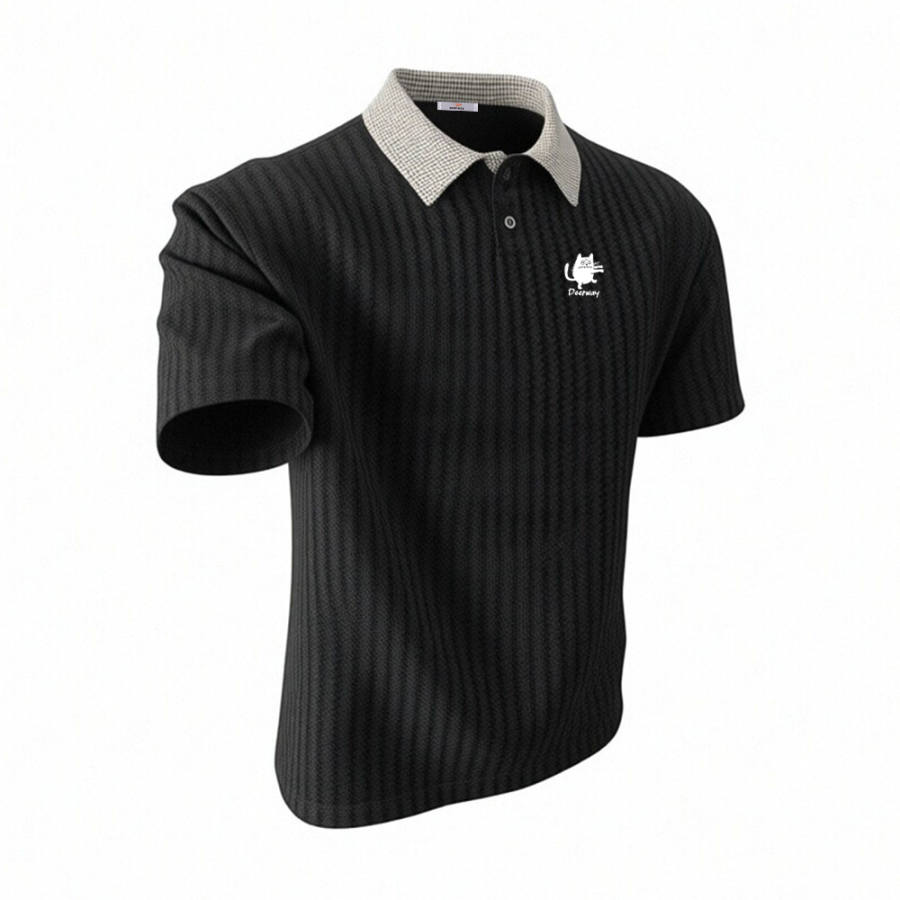 DEERWAY T Shirts Unisex Polo Collar Moderate Mock Two Piece