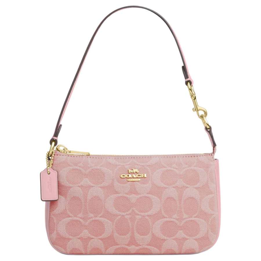 COACH Nolita Denim Fabric With Leather Shoulder Bag Small Women's Light Pink