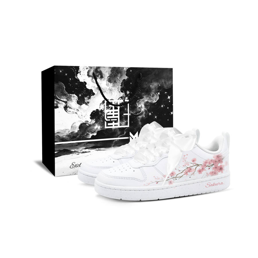 Nike Nike Court Borough Cherry Blossom Season BOX Low top Kids' Skateboarding Shoes Pink White Teenagers