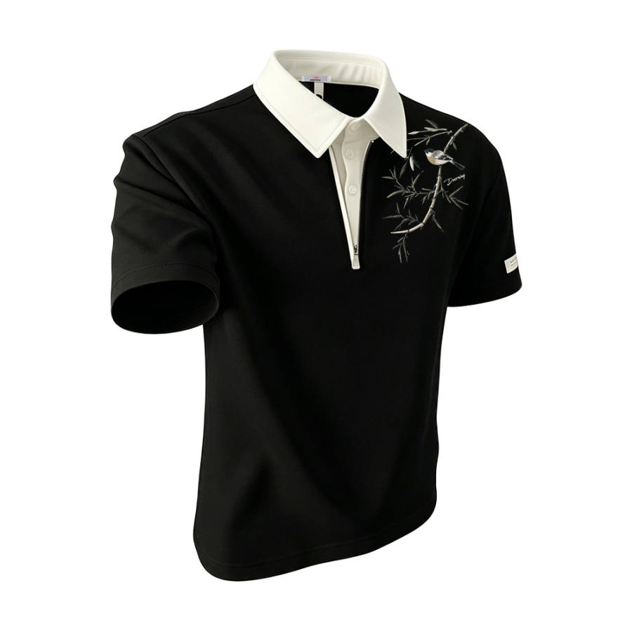 DEERWAY T Shirts Unisex Polo Collar Moderate Mock Two Piece