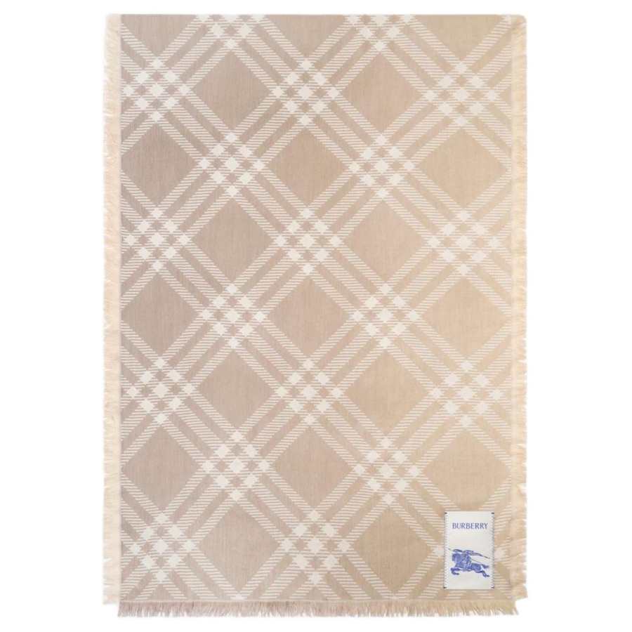 Burberry Wool Knit Scarves Women's Sandy Beige