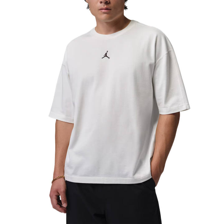 Jordan Jordan T Shirts Men's Sail White/Sail White/Black Crew Neck Thickened