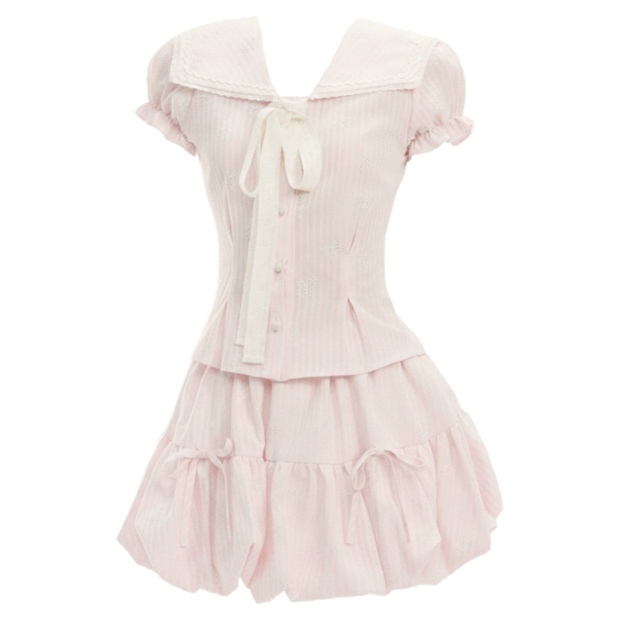 FINDSME GAGA Two Piece Skirt Sets Women's Lapel Moderate Short Skirt