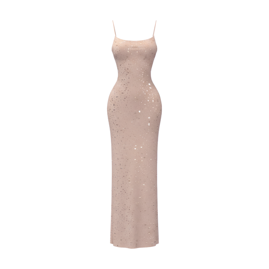 MTHE Slip Dresses Women's Apricot Camisole Moderate Long Skirt
