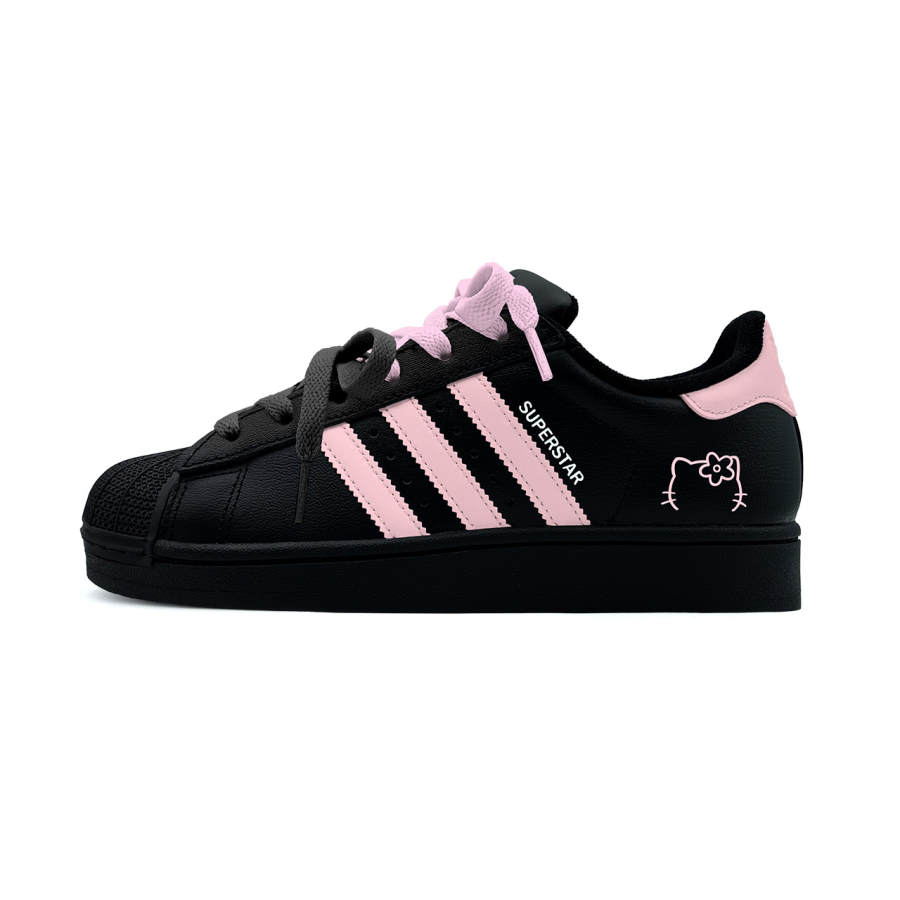 Adidas Originals Superstar 2 Urban Chic Style Journal Low top Kids' Skateboarding Shoes Black Pink Teenagers
