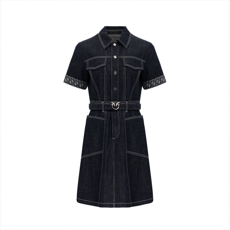 PINKO Short Sleeved Dresses Women's Lapel Moderate Midi Dress