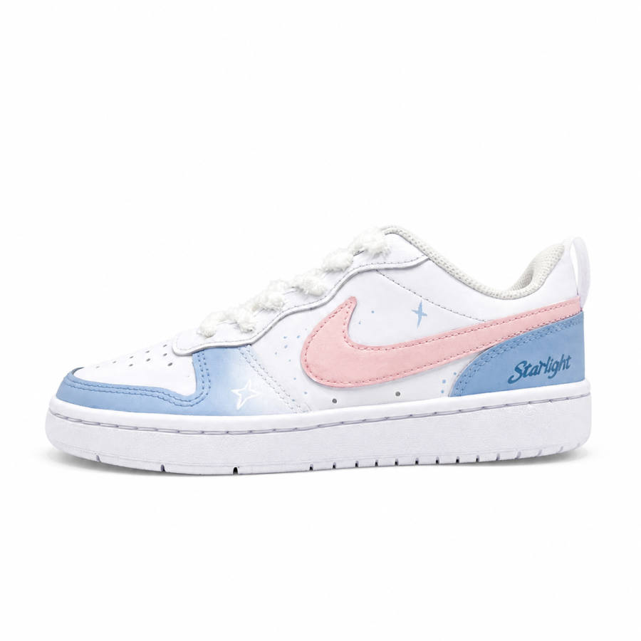 Nike Nike Court Borough Cloud Cream Leather Cushioning Kids' Skateboarding Shoes Blue Pink Teenagers