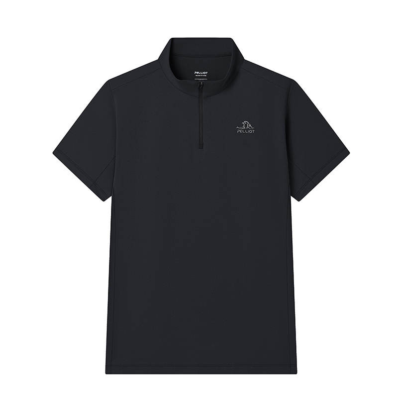 PELLIOT PELLIOT T Shirts Men's Twilight Black Stand Collar Moderate Straight Fit
