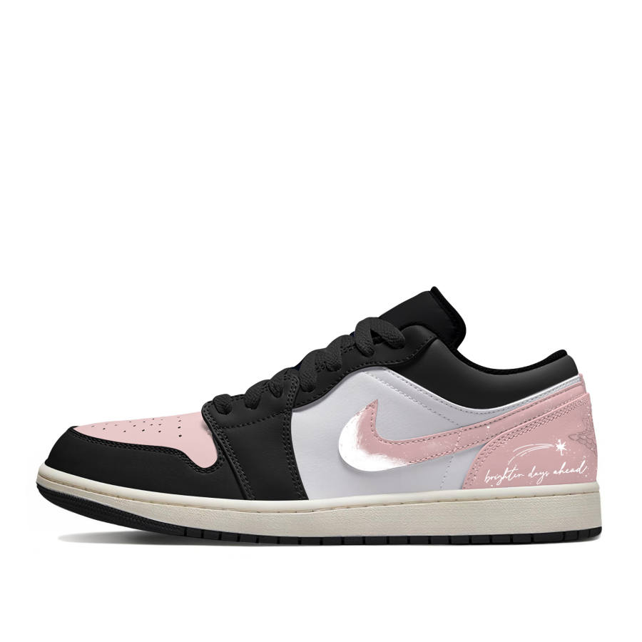 Jordan Jordan Air Jordan 1 Cushioning Low top Children's Basketball Shoes Black Pink Unisex