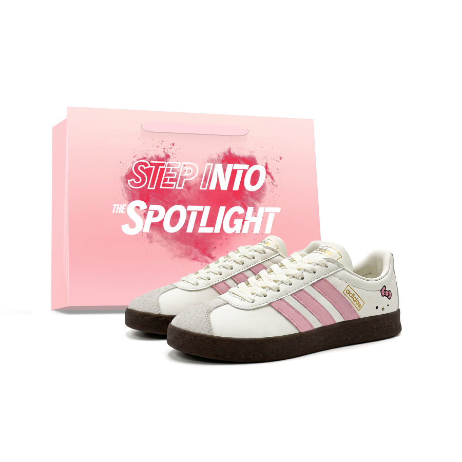Adidas Adidas VL COURT 2.0 Ink Pink Cat Head German Army Trainers Unisex Pink White