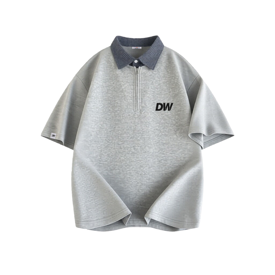 DEERWAY T Shirts Unisex Polo Collar Moderate Mock Two Piece