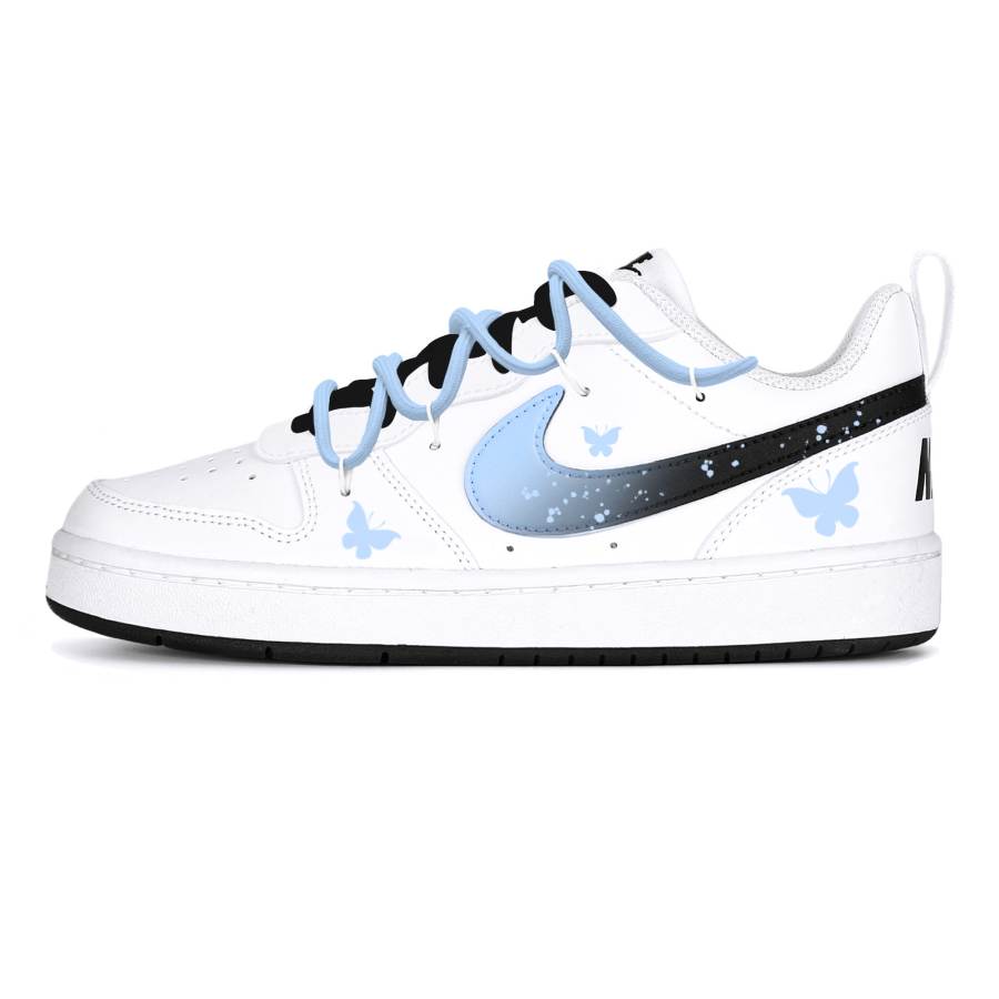 Nike Nike Court Borough Steam Rose, Mist Blue Butterfly Shadow Cushioning Low top Kids' Skateboarding Shoes Blue Black White