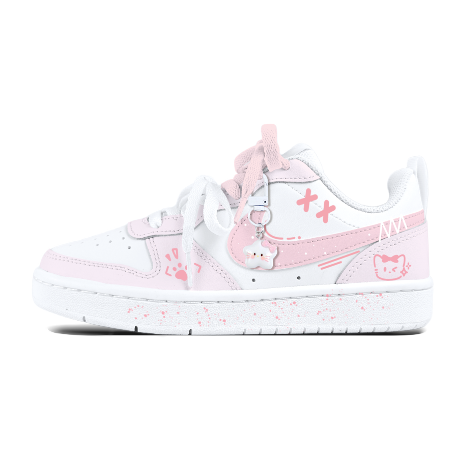 Nike Nike Court Borough Cute Pink Kitten Kids' Skateboarding Shoes Teenagers
