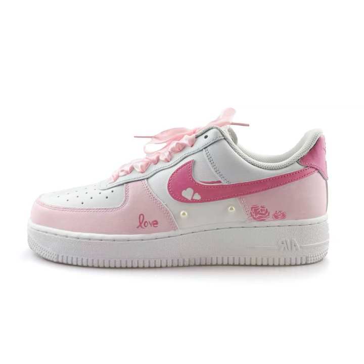 Nike Nike Air Force 1 Pink Mist Rose Leather Slip Resistant Cushioning Abrasion Resistant Low top Skateboard Shoes Unisex