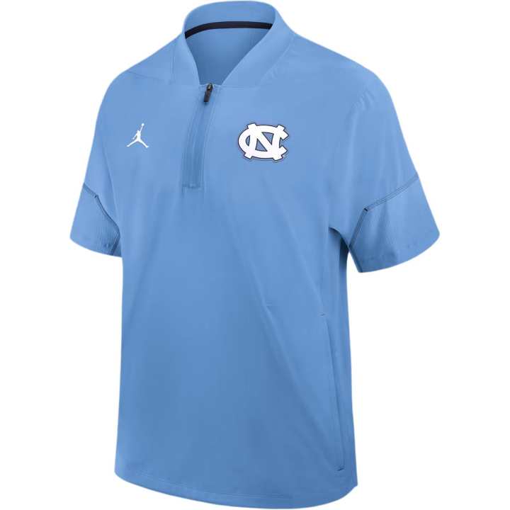 Jordan Jordan North Carolina Sideline Coach Men's Jordan Brand College 1/2-Zip Short-Sleeve Hooded Jacket