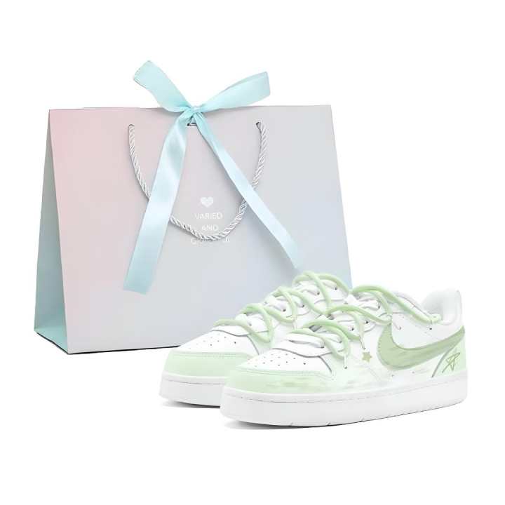 Nike Nike Court Borough 2 Green Wilderness Star Trail Leather Slip Resistant, Abrasion Resistant, Breathable Low top