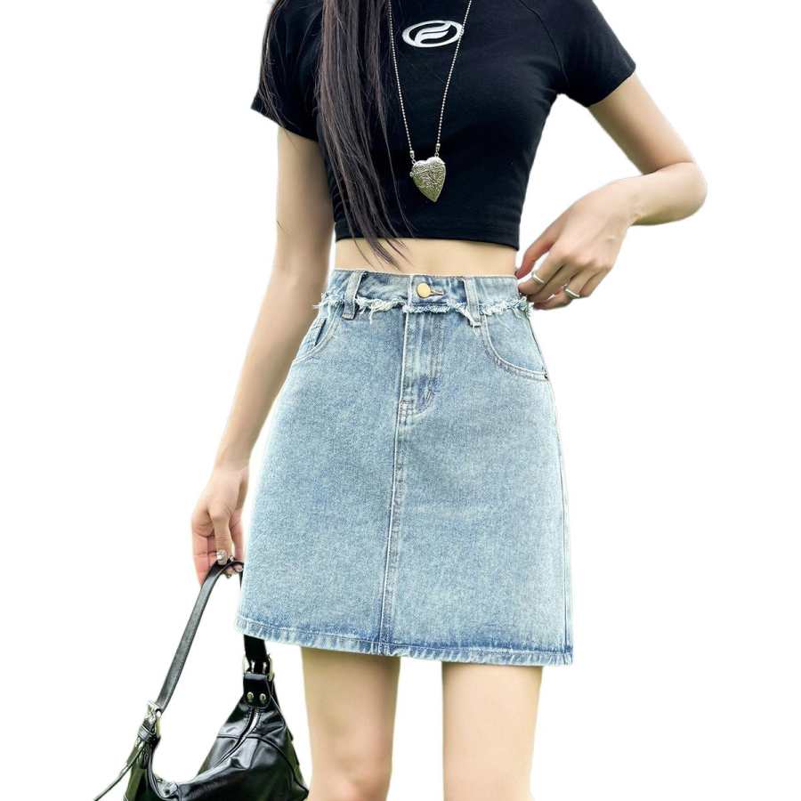 Tonlion Denim Short Skirts Women's