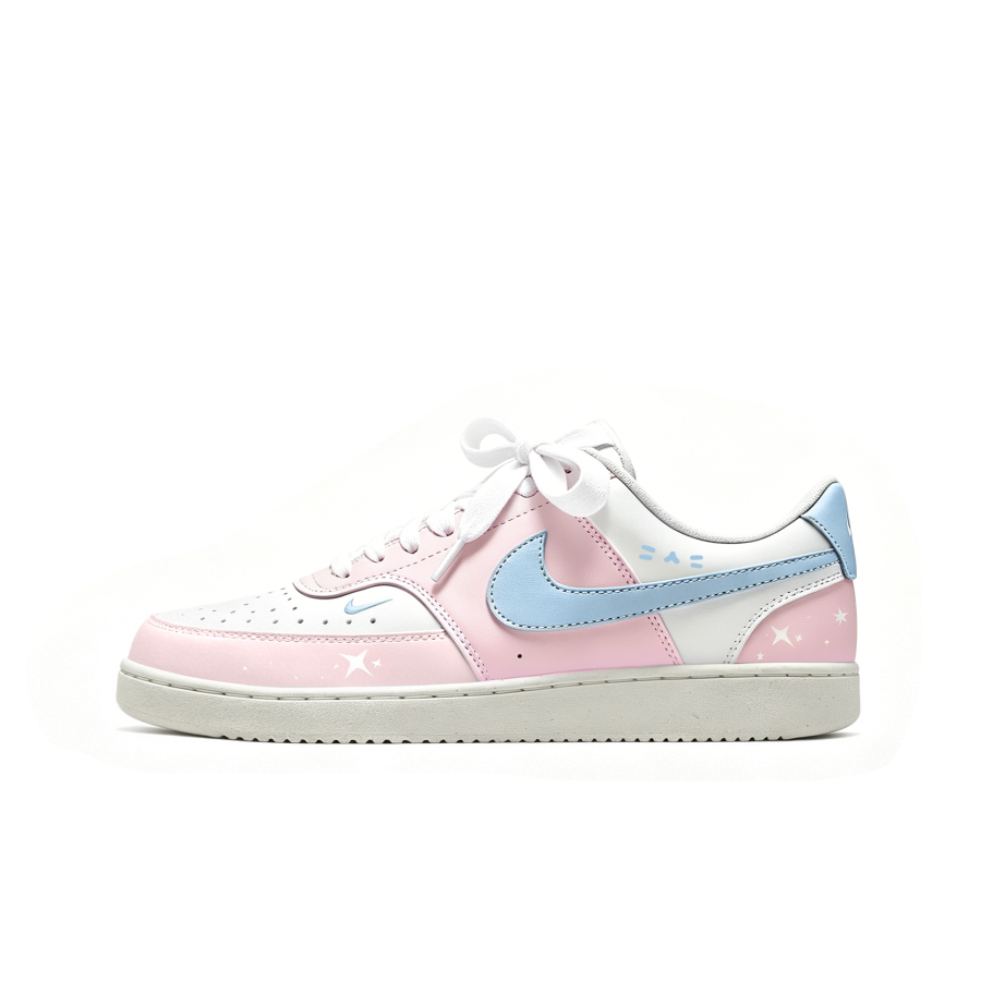 Nike Nike Court Vision Low Pink Blue Star Dream Low top Casual Skate Shoes Women's Pink, Blue