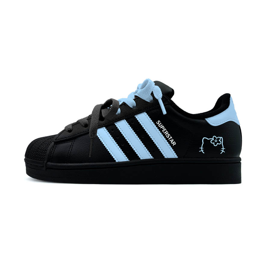 Adidas Originals Superstar 2 Youth Little Joys Low top Kids' Skateboarding Shoes Black Blue Teenagers