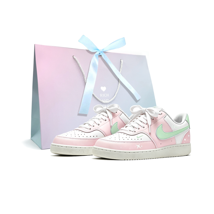 Nike Nike Court Vision Low Pink Peach Lime Low top Skateboard Shoes Women's Pink, Green Valentine's Day Edition