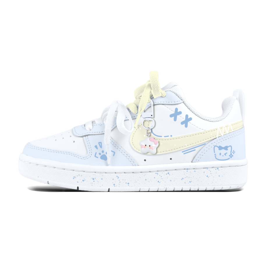 Nike Nike Court Borough Cute Blue Cat Leather Kids' Skateboarding Shoes Teenagers