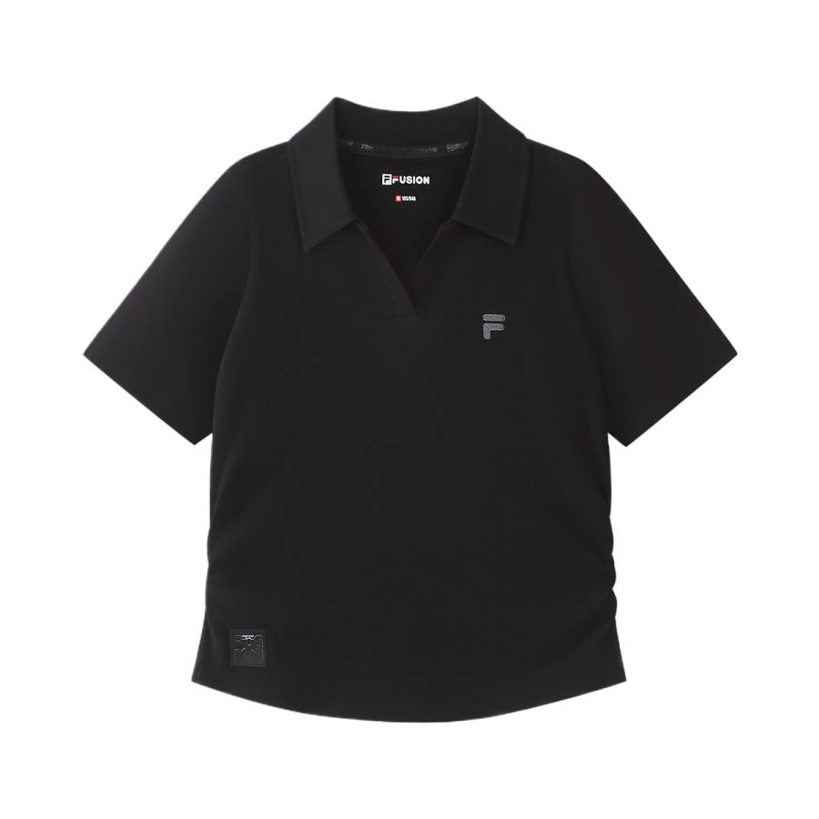 FILA FUSION Polo Shirts Women's Jet Black Polo Collar Moderate