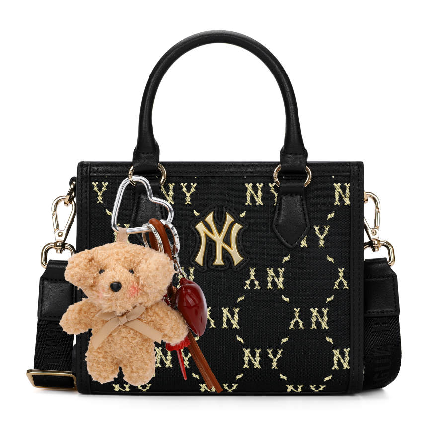 MLB New York Yankees Monogram Polyester Crossbody Handbag Small Women's Black