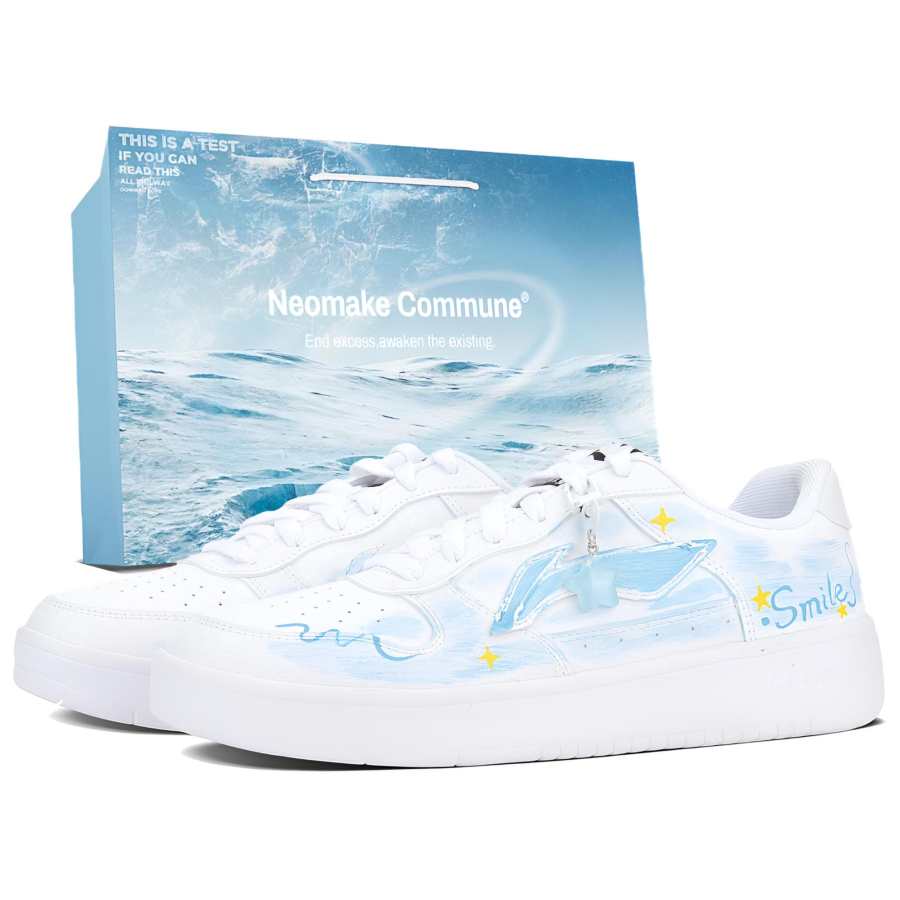 Li-Ning Li Ning Floating Boat Abrasion Resistant Breathable Height Increasing Low top Skateboard Shoes Unisex Ice Blue