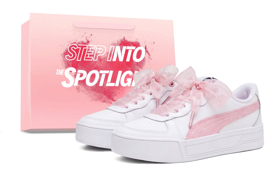 PUMA Skye Satin Powder Prologue Synthetic Leather Slip Resistant Abrasion Resistant Low top Skateboard Shoes Women's