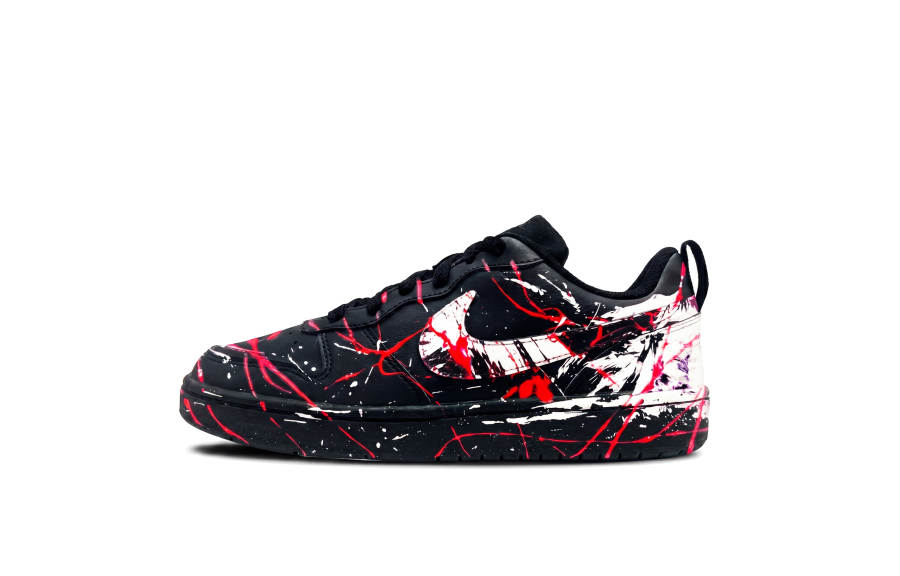 Nike Nike Court Borough X LINE Leather Kids' Skateboarding Shoes Black White Red Teenagers